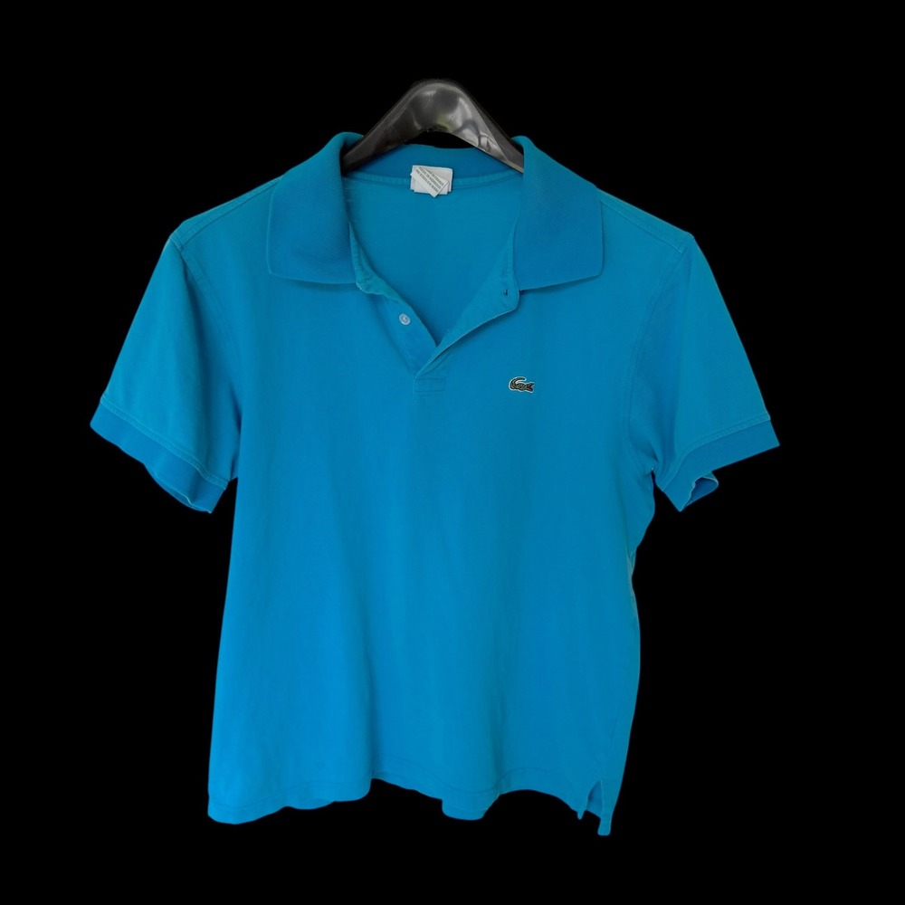 Lacoste Polo Shirt Size 6 XL Turquoise Blue Short Sleeve Pique Cotton Logo